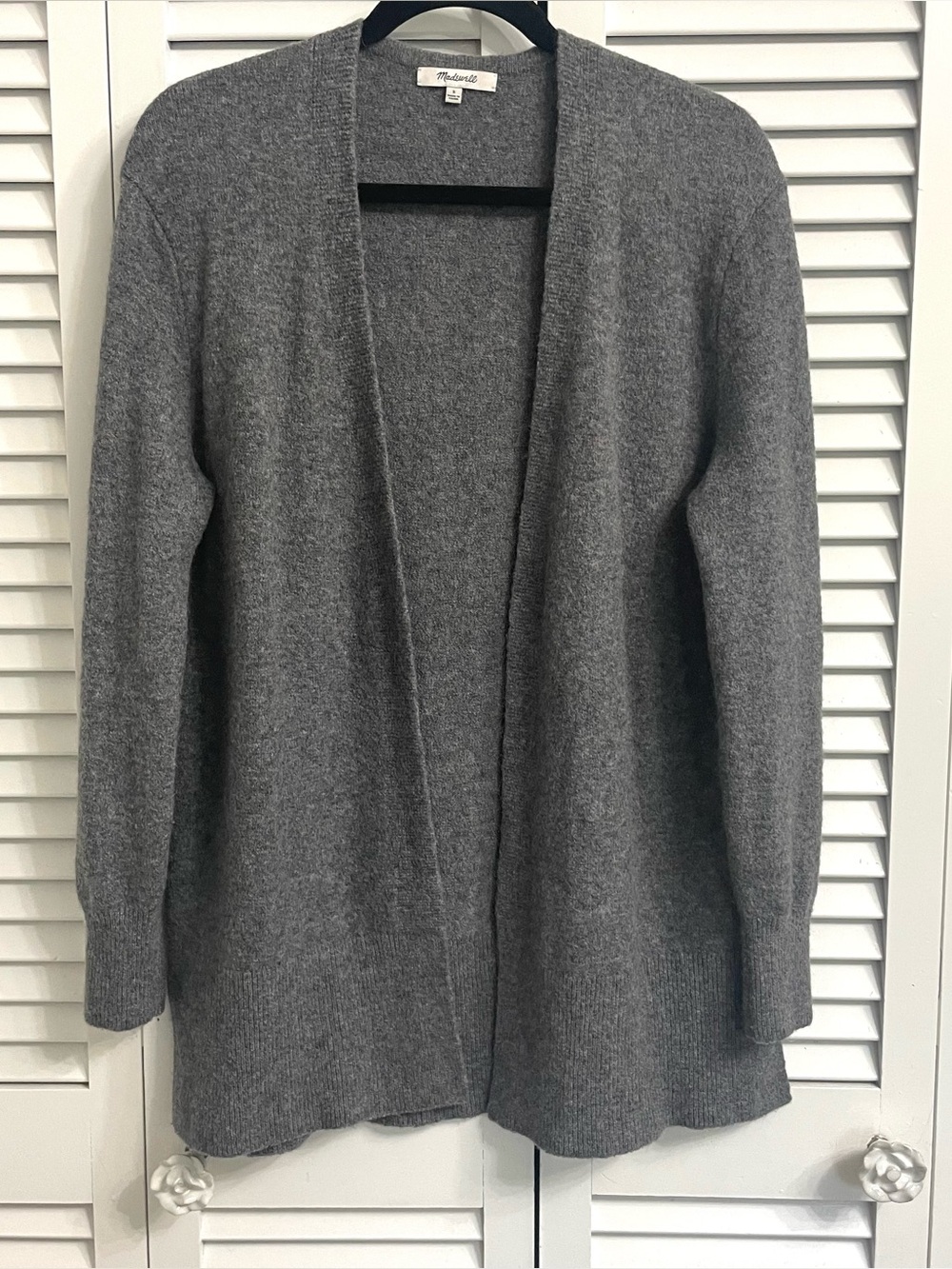 Madewell Open Front Gray Cardigan Sweater Womens S Wool Alpaca Blend Soft Cozy